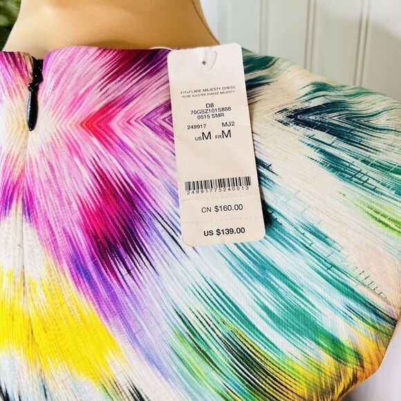 Bebe Alexis Sz M Mini Skater Dress Animal Print Tie Dye Fit Flare $139 NWT 0836 - Picture 7 of 15